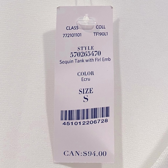 NWT WHBM Sequin Tank with Floral Embroidery - Picture 9 of 9